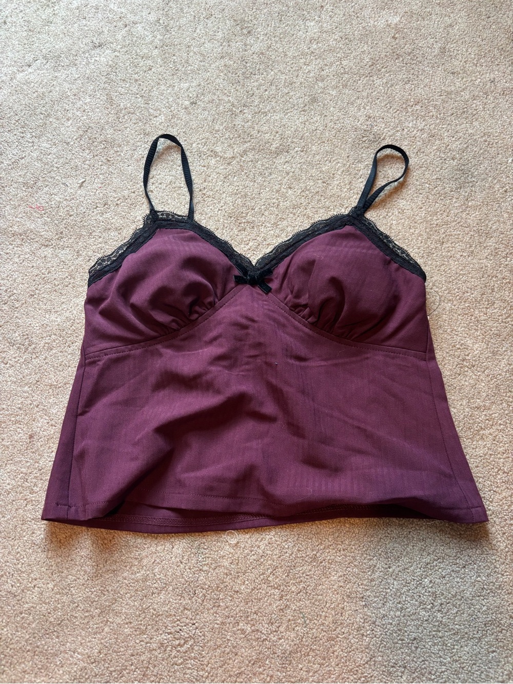 Lace-Trim Plum Cami with Black Accents - Women Intimates